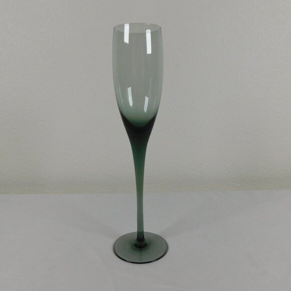 Sasaki Hampton Smoke Crystal Champagne Flute 10 1/2 in tall Smooth Stem - Picture 4 of 8